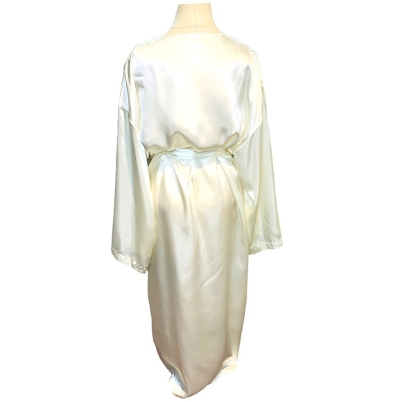 VERSAILLES Satiny Lace Off White Flowy Luxurious Long Dressing Gown Kimono Sz L - Picture 4 of 17